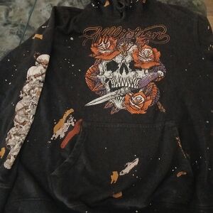 Black Label Black Hoodie with Skull and Snake Design